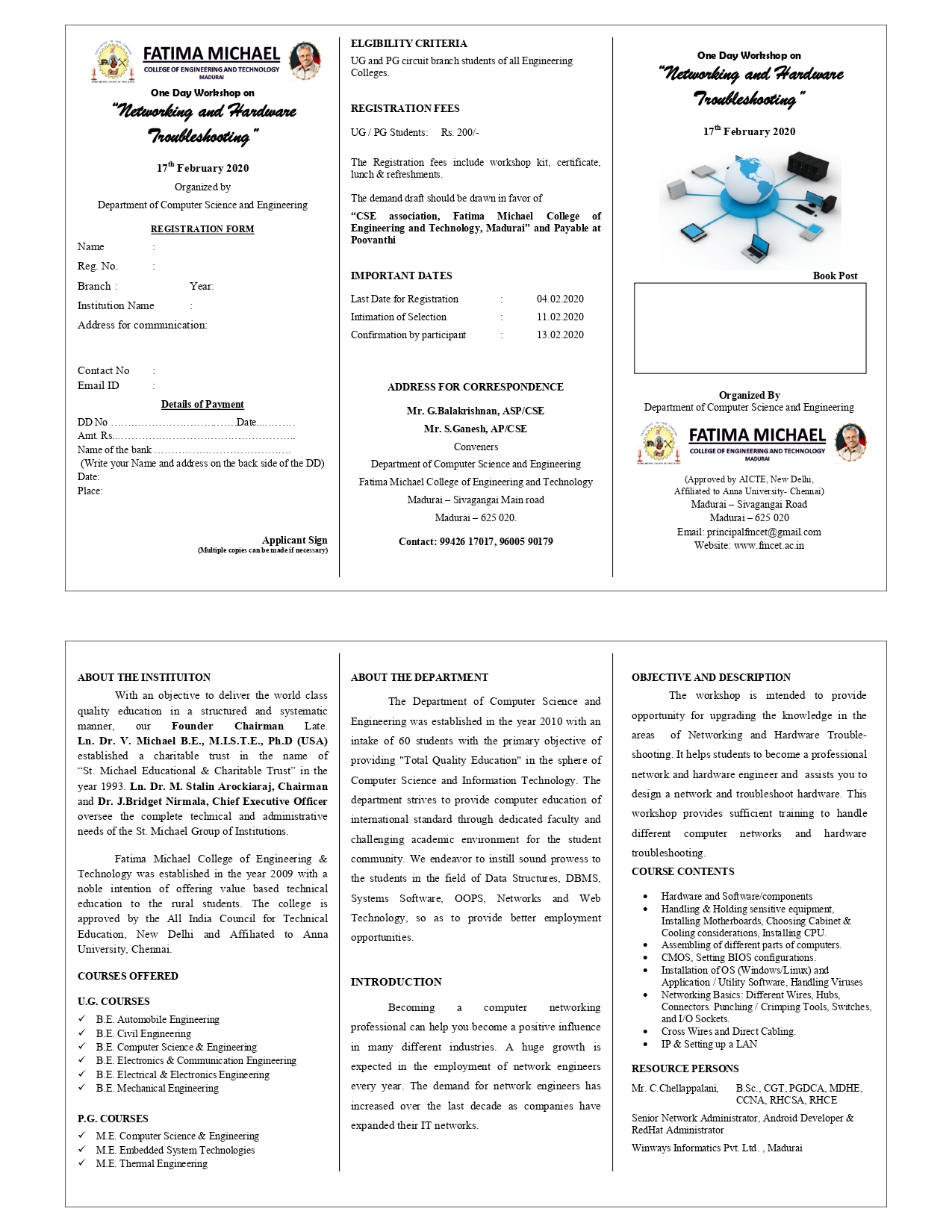 One Day Workshop on Networking and Hardware Troubleshooting 2020